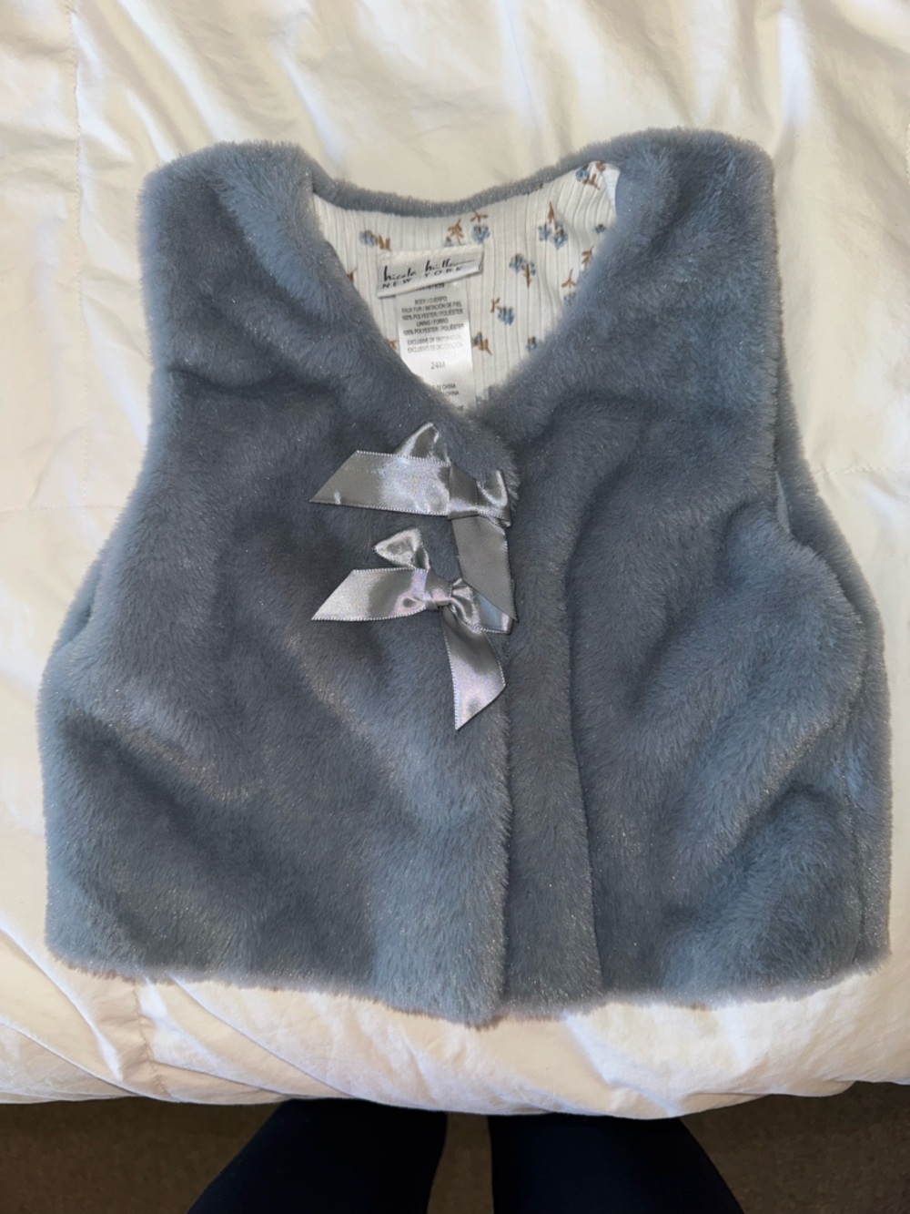 Nicole Miller Girls Faux Fur Vest in Dusty Blue
